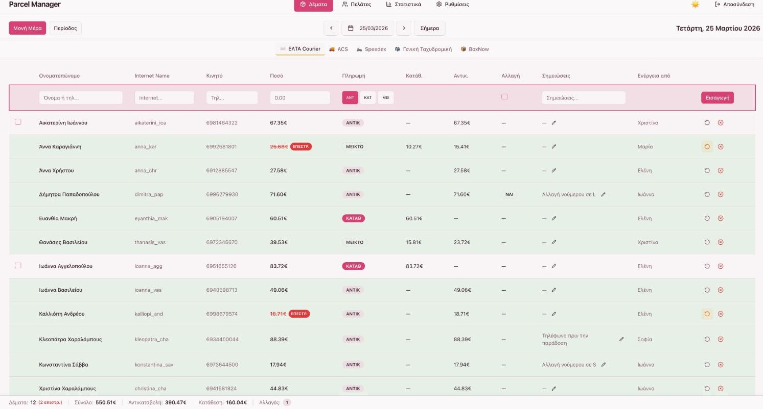 Parcel Manager product screenshot